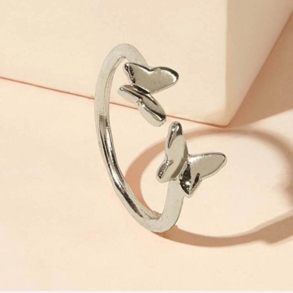Simple Silver Dainty Butterfly Ring